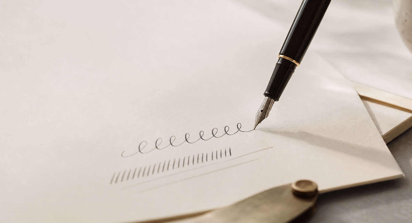 Fountain pen and handwritten paper