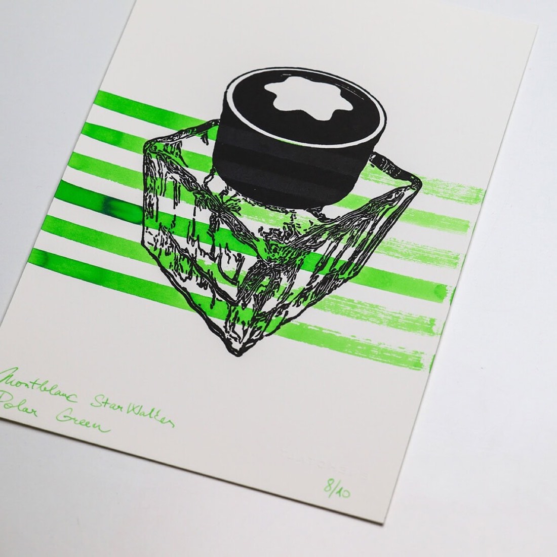 Linocut Montblanc Starwalker Polar green ink
