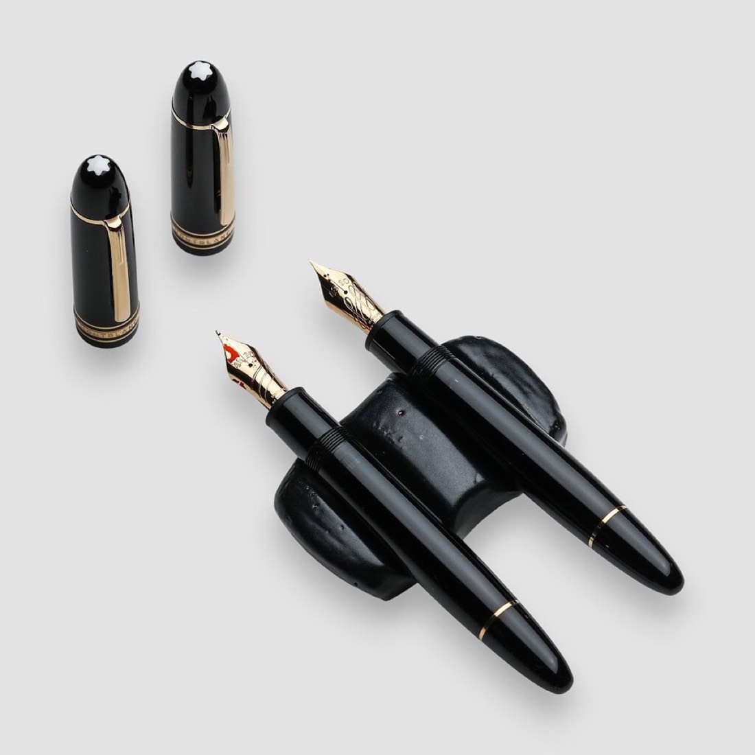 Ceramic Pen Rest Black Double