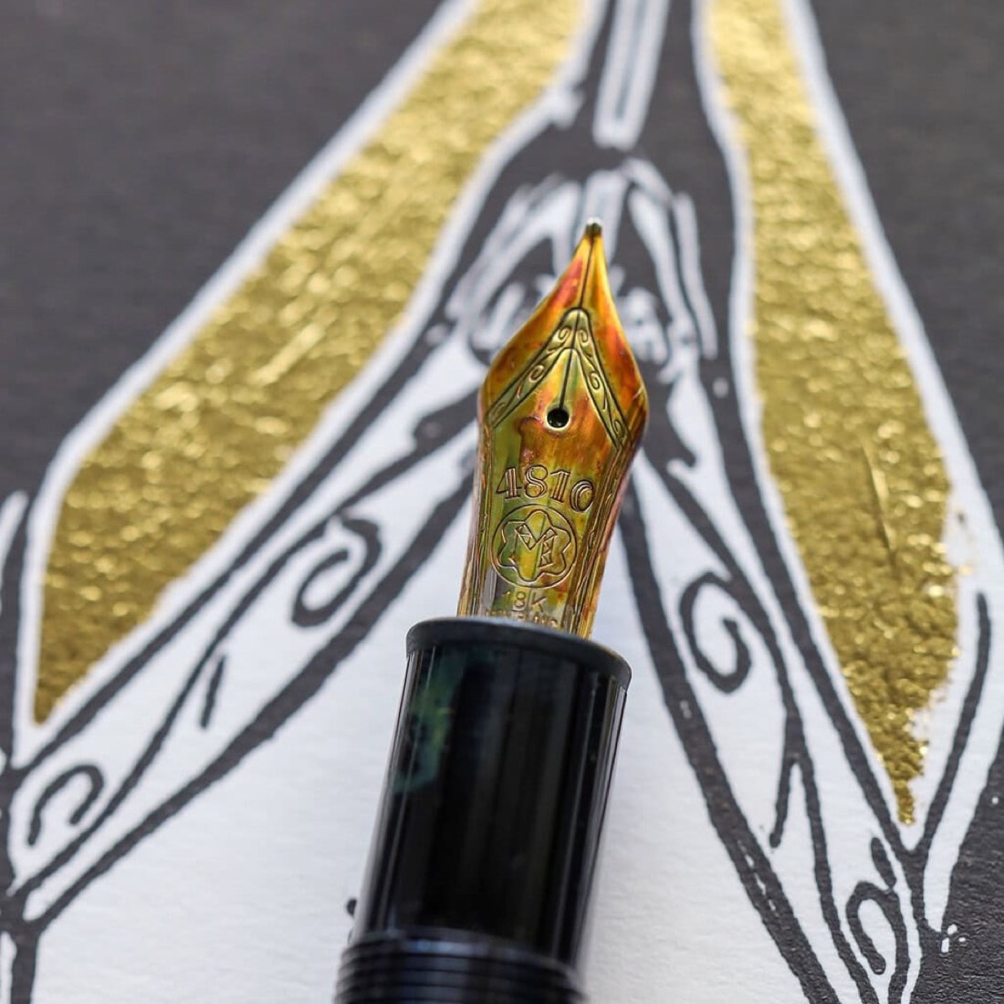 Linocut gold Montblanc nib
