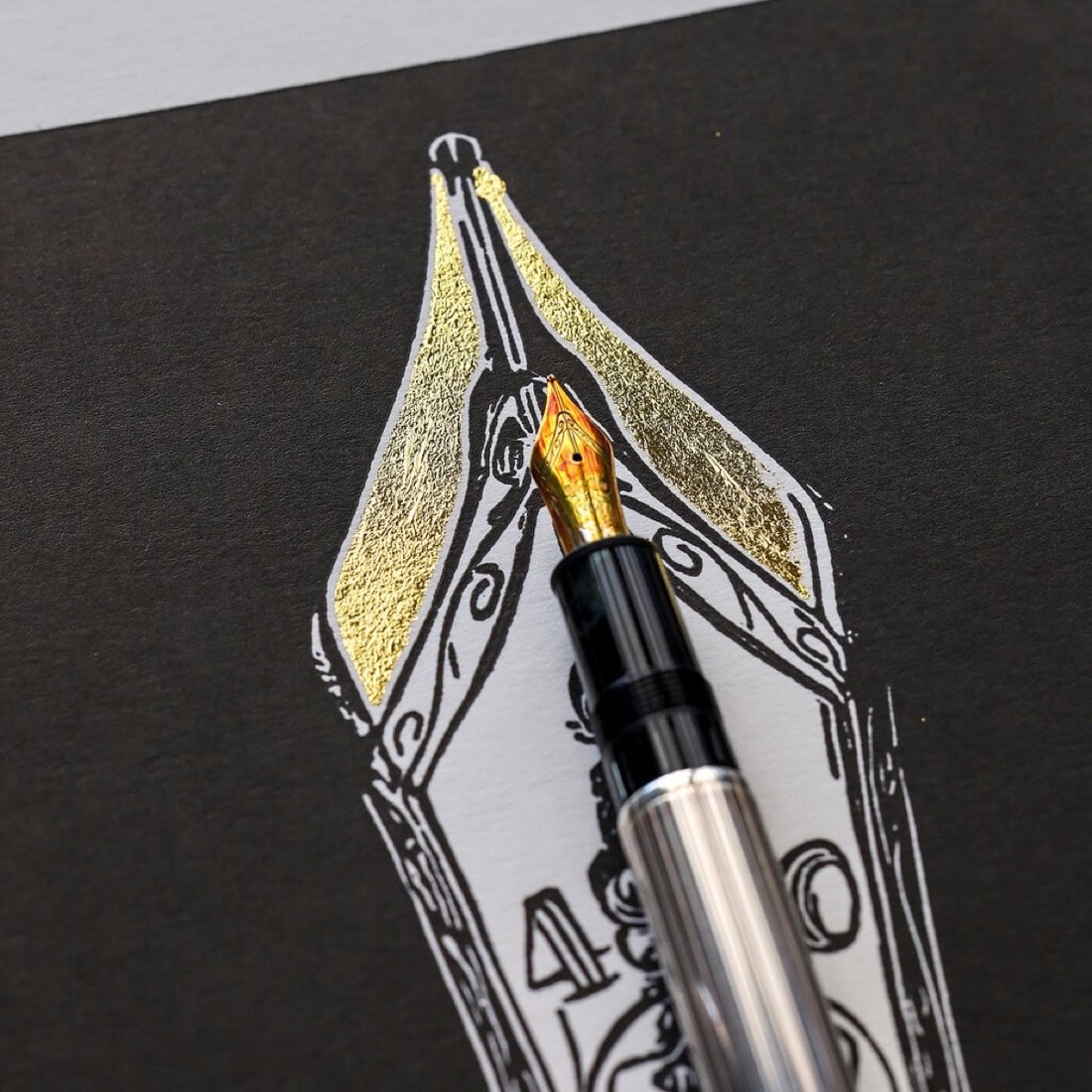 Linocut gold Montblanc nib