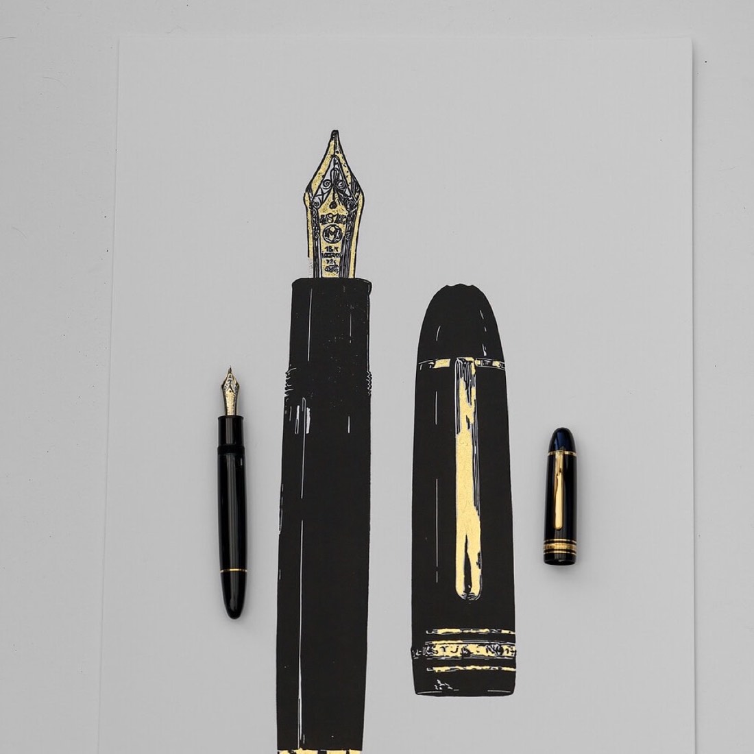 Linocut Full Gold Montblanc Meisterstück 149