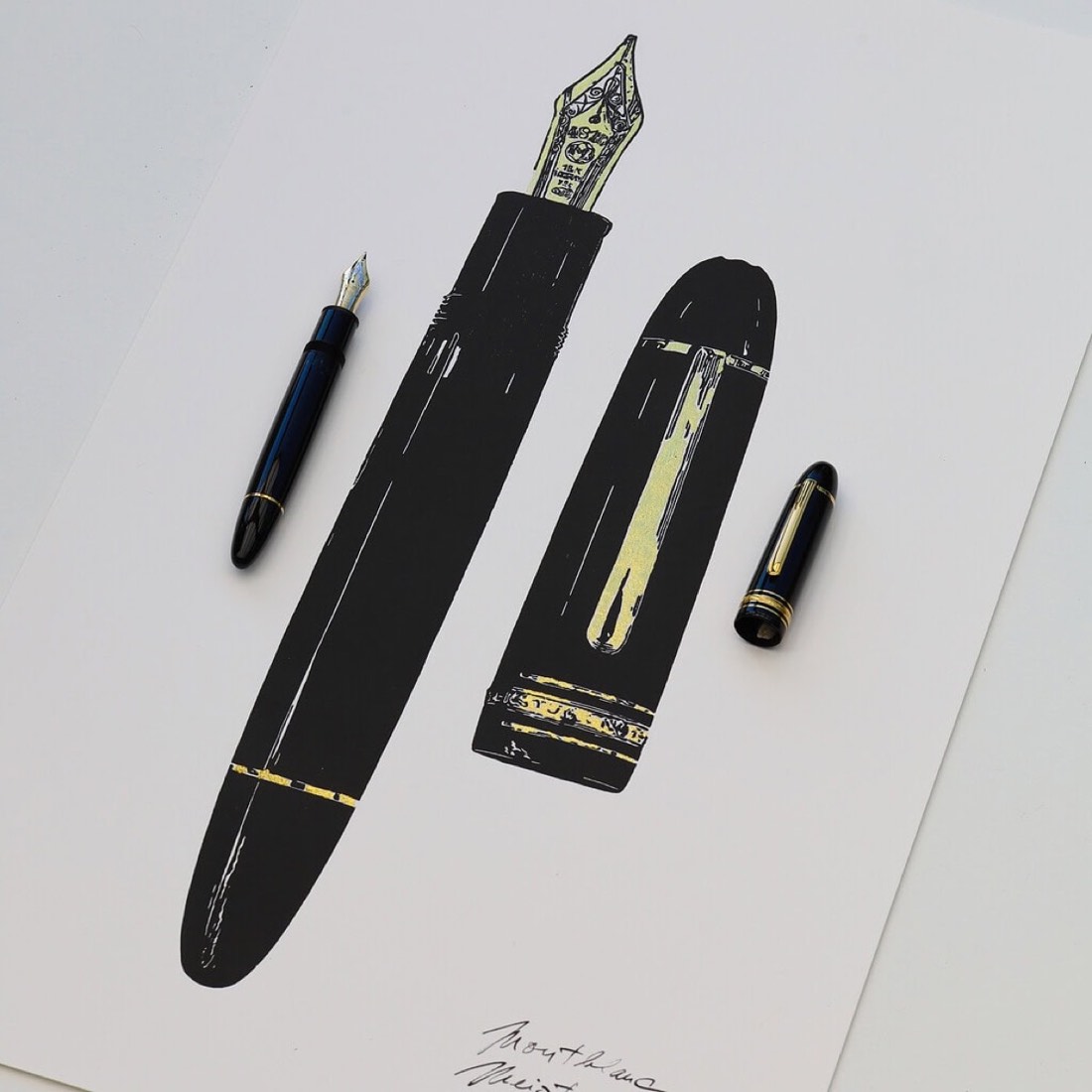 Linocut Full Gold Montblanc Meisterstück 149