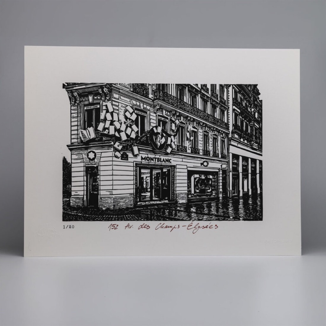 Linocut Montblanc 152 Av. des Champs-Élysées