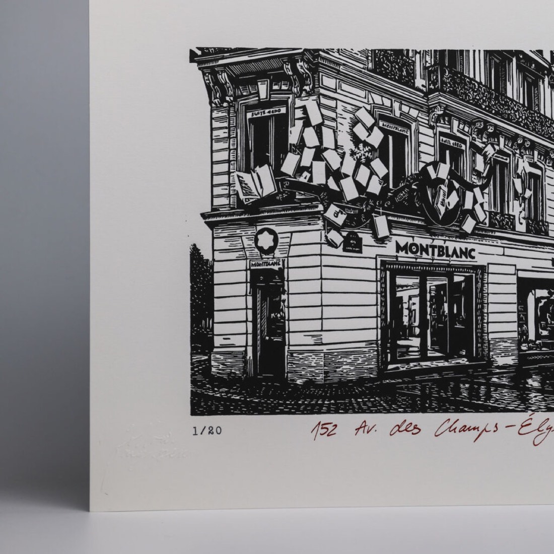 Linocut Montblanc 152 Av. des Champs-Élysées