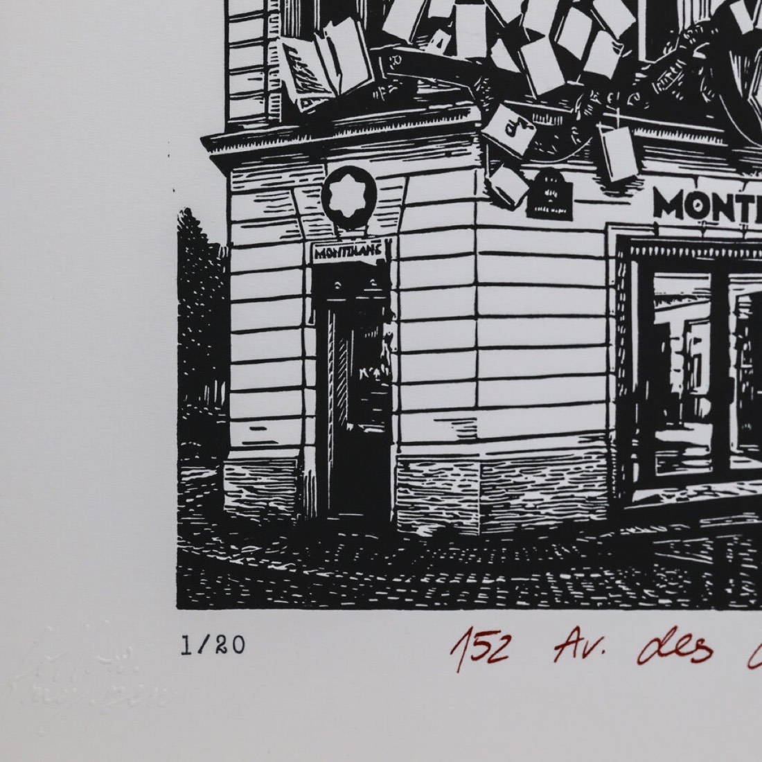 Linocut Montblanc 152 Av. des Champs-Élysées