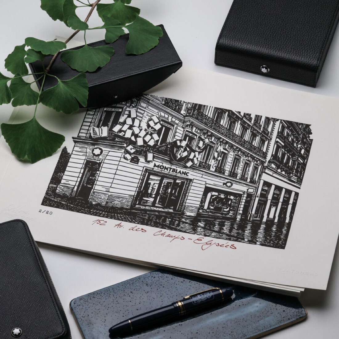 Linocut Montblanc 152 Av. des Champs-Élysées