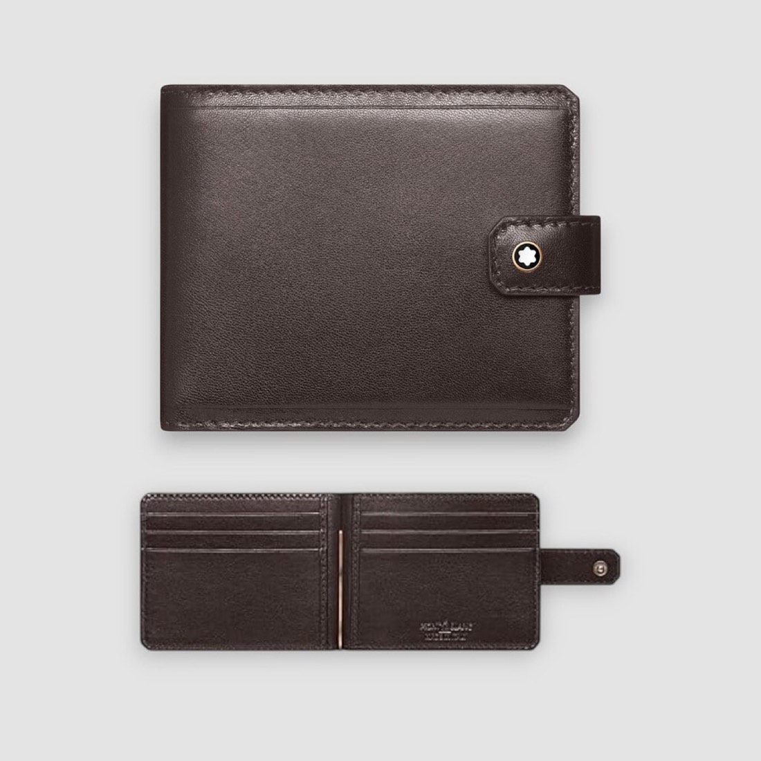 Montblanc Heritage 1926 Leather Wallet / Money Clip 6CC Dark Brown