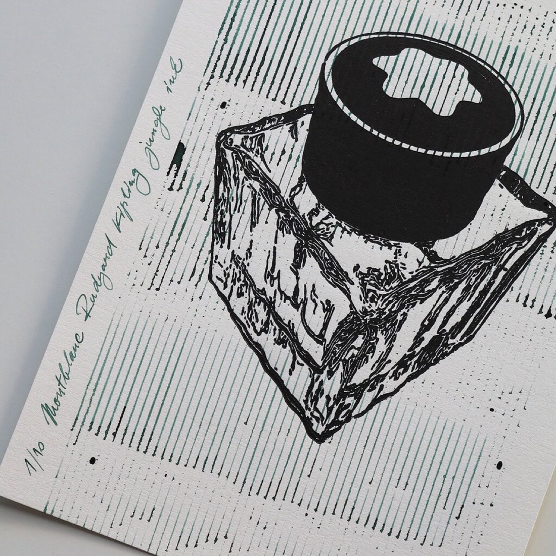 Linocut Montblanc Rudyard Kipling ink