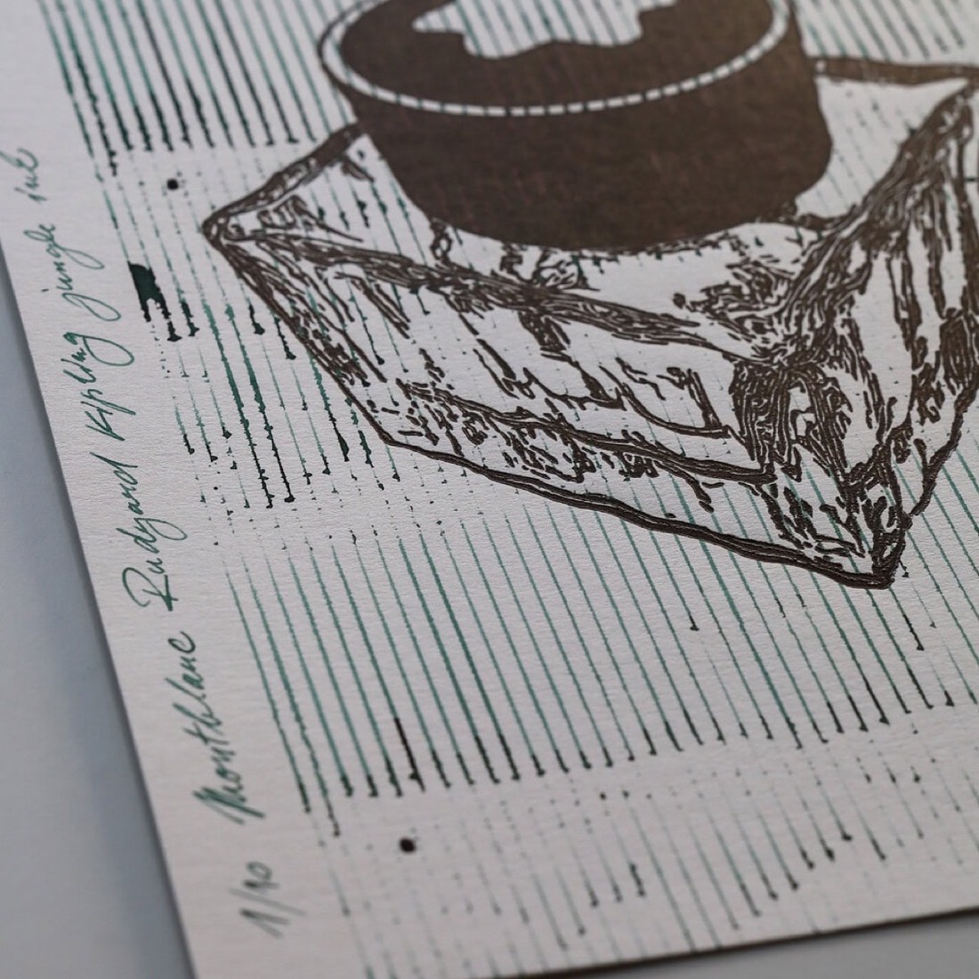 Linocut Montblanc Rudyard Kipling ink