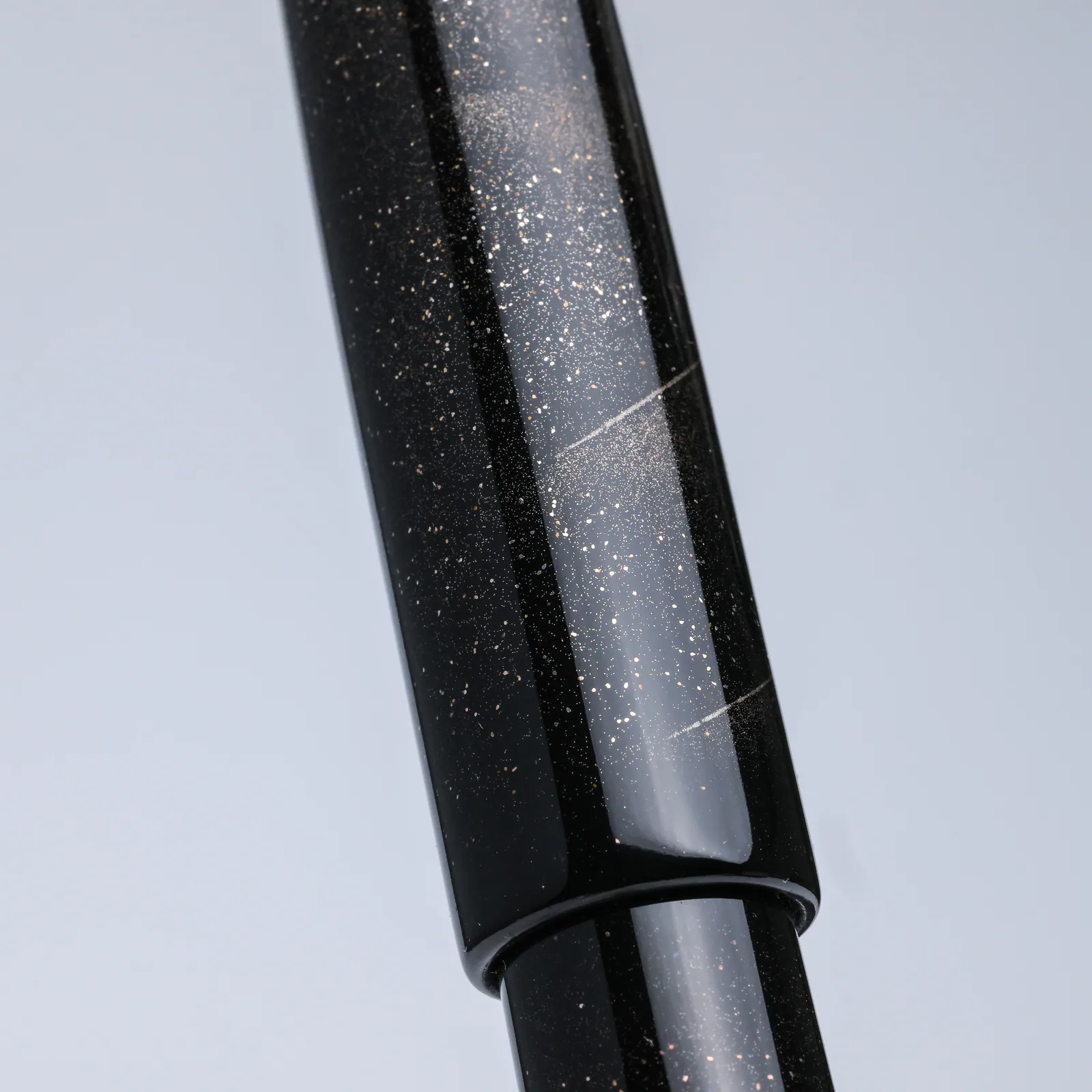 Silver togidashi maki-e wind currents across the black urushi barrel of the Namiki AYA Hayate Gale