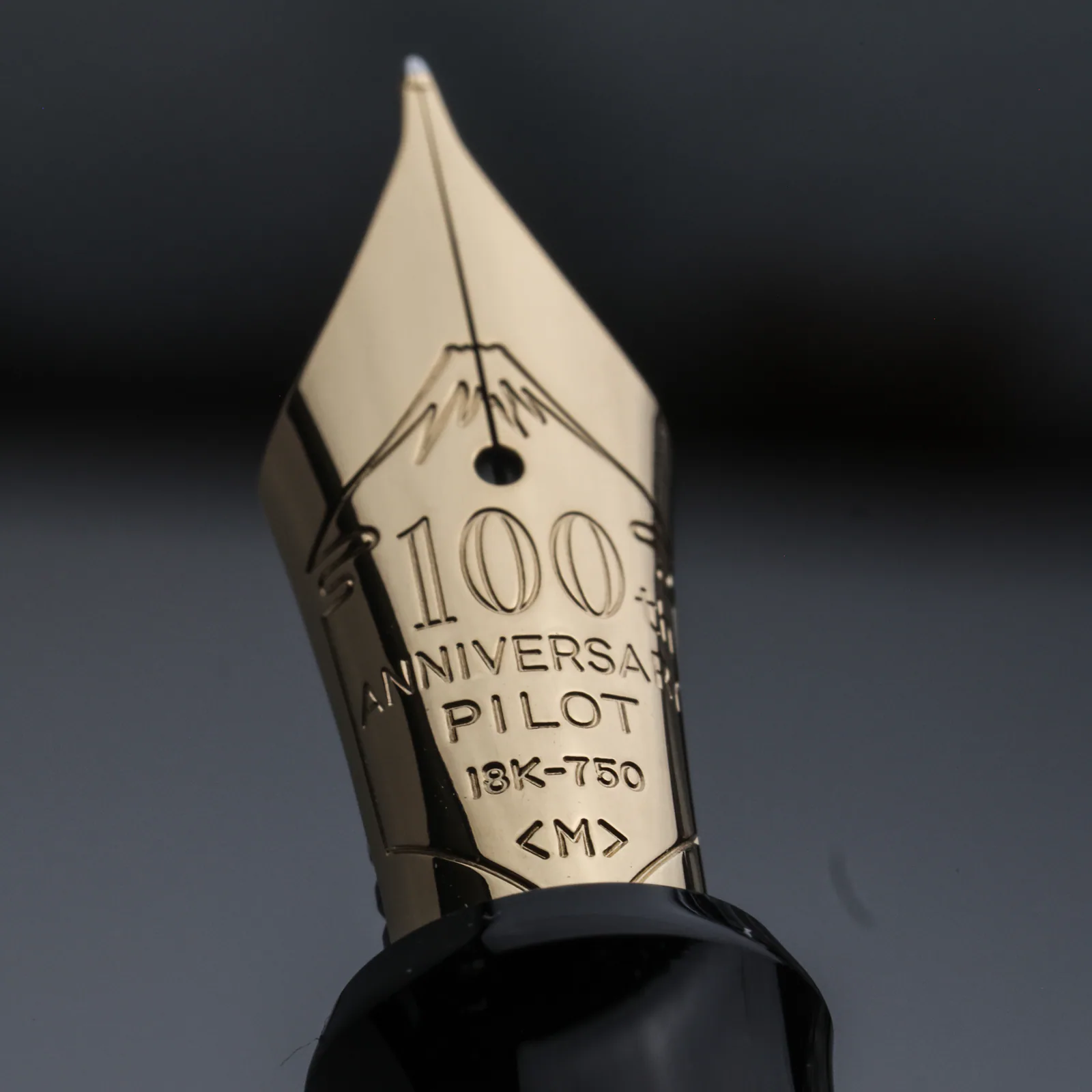 Medium 18k gold Pilot 100th Anniversary nib with Mount Fuji engraving