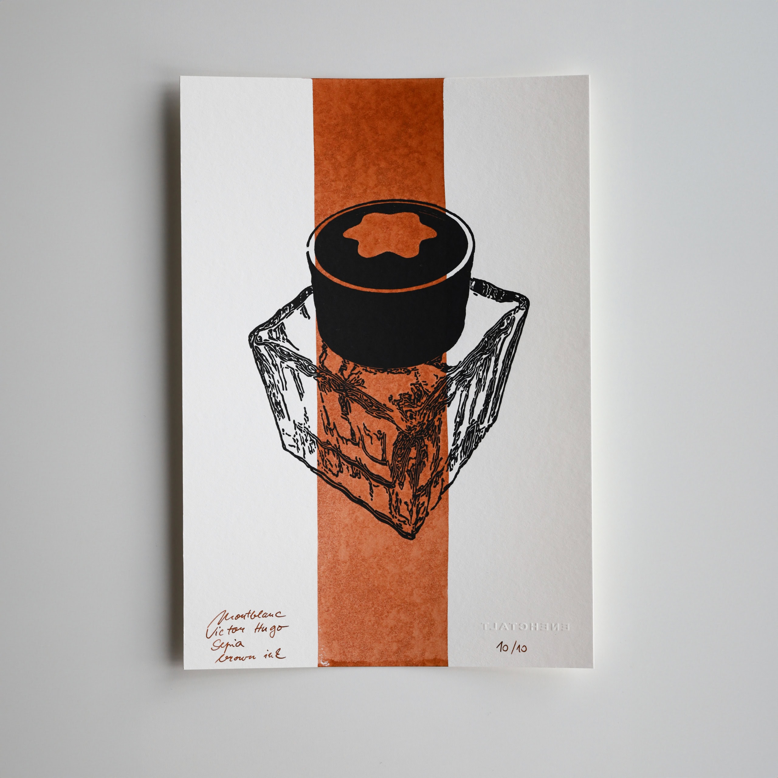 Linocut Montblanc Victor Hugo ink - Image 7