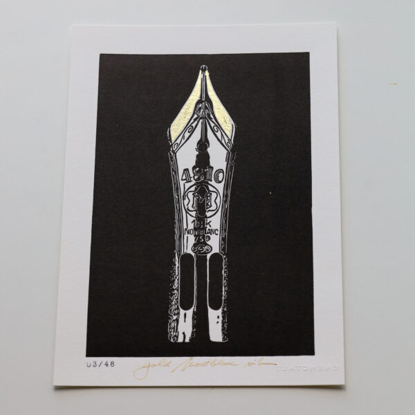 Linocut gold Montblanc nib - Image 8