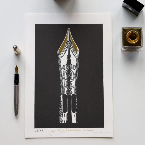 Linocut gold Montblanc nib - Image 2